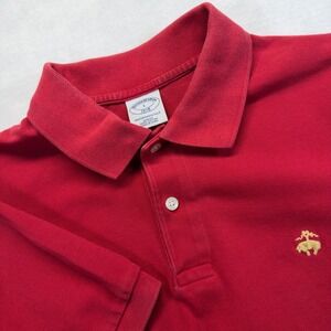 Brooks Brothers 1818 Polo Men's L Solid Performance Breathable Cotton SS Red